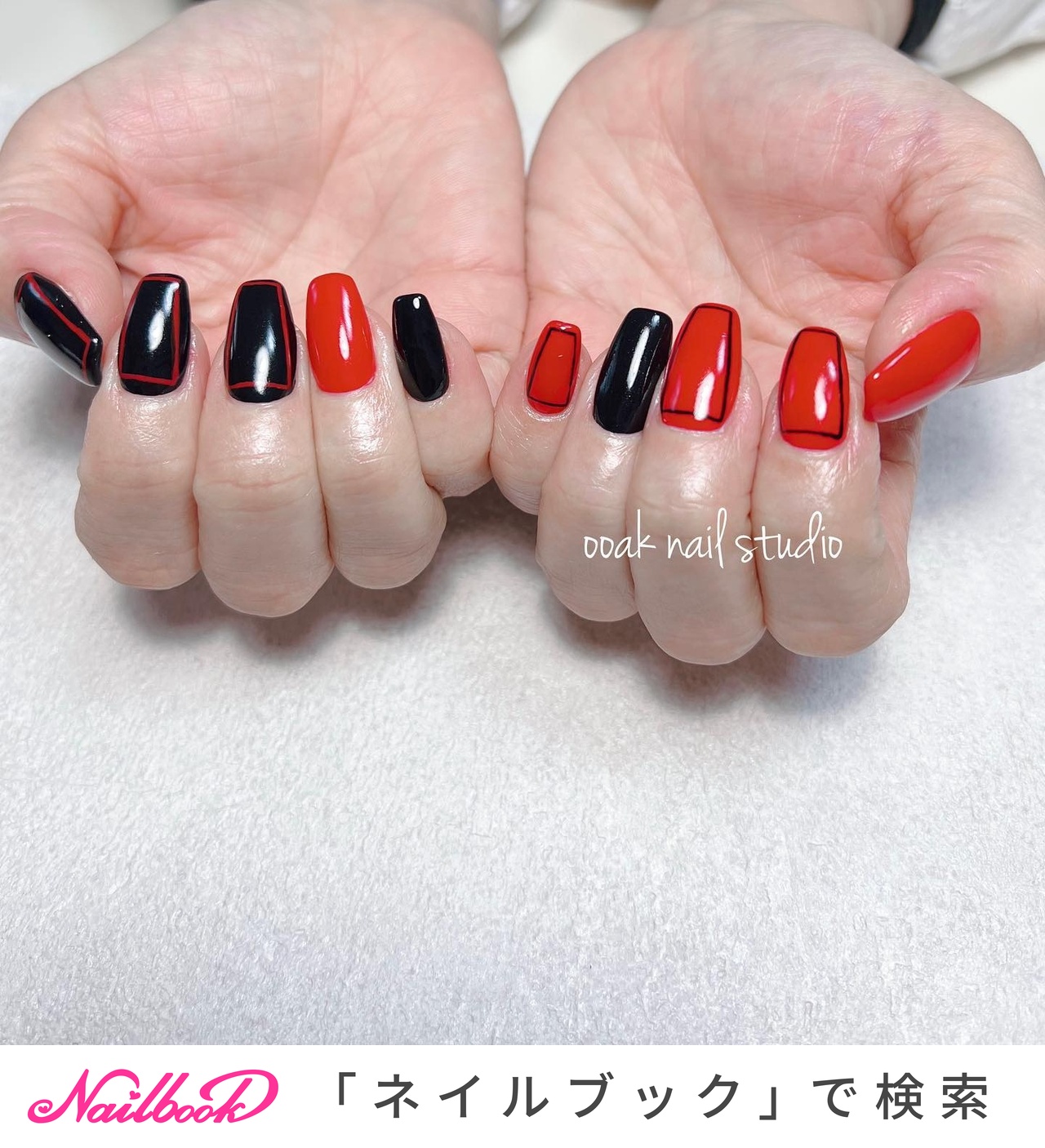 赤と黒のネイルデザイン ネイルブック