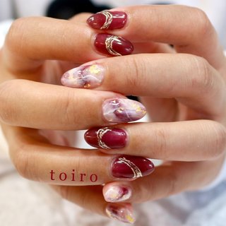 22年 新着順 大理石 いちごミルクのネイルデザイン ネイルブック