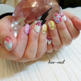 春 ハンド フラワー パール ロング Kao Nailのネイルデザイン No ネイルブック