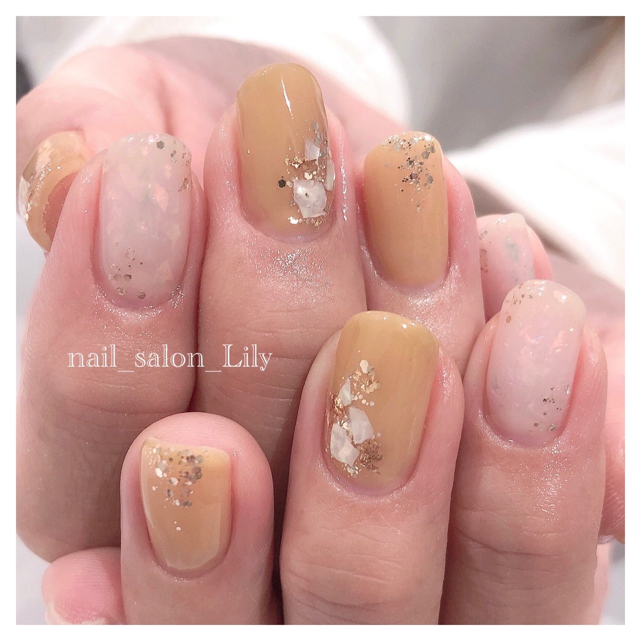 春 秋 ベージュ オレンジ イエロー Nail Salon Lilyのネイルデザイン No ネイルブック