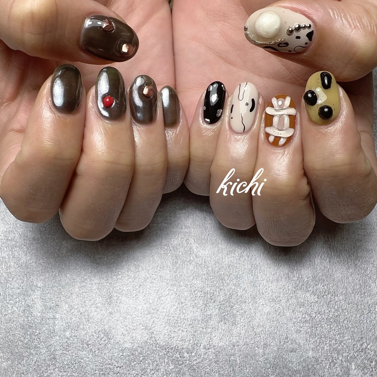 ハンド ニュアンス ショート グレージュ ブラック みじゅみじゅのネイルデザイン No ネイルブック
