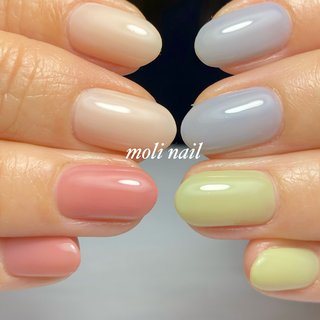 ピンク 水色 アシンメトリーネイルのネイルデザイン ネイルブック