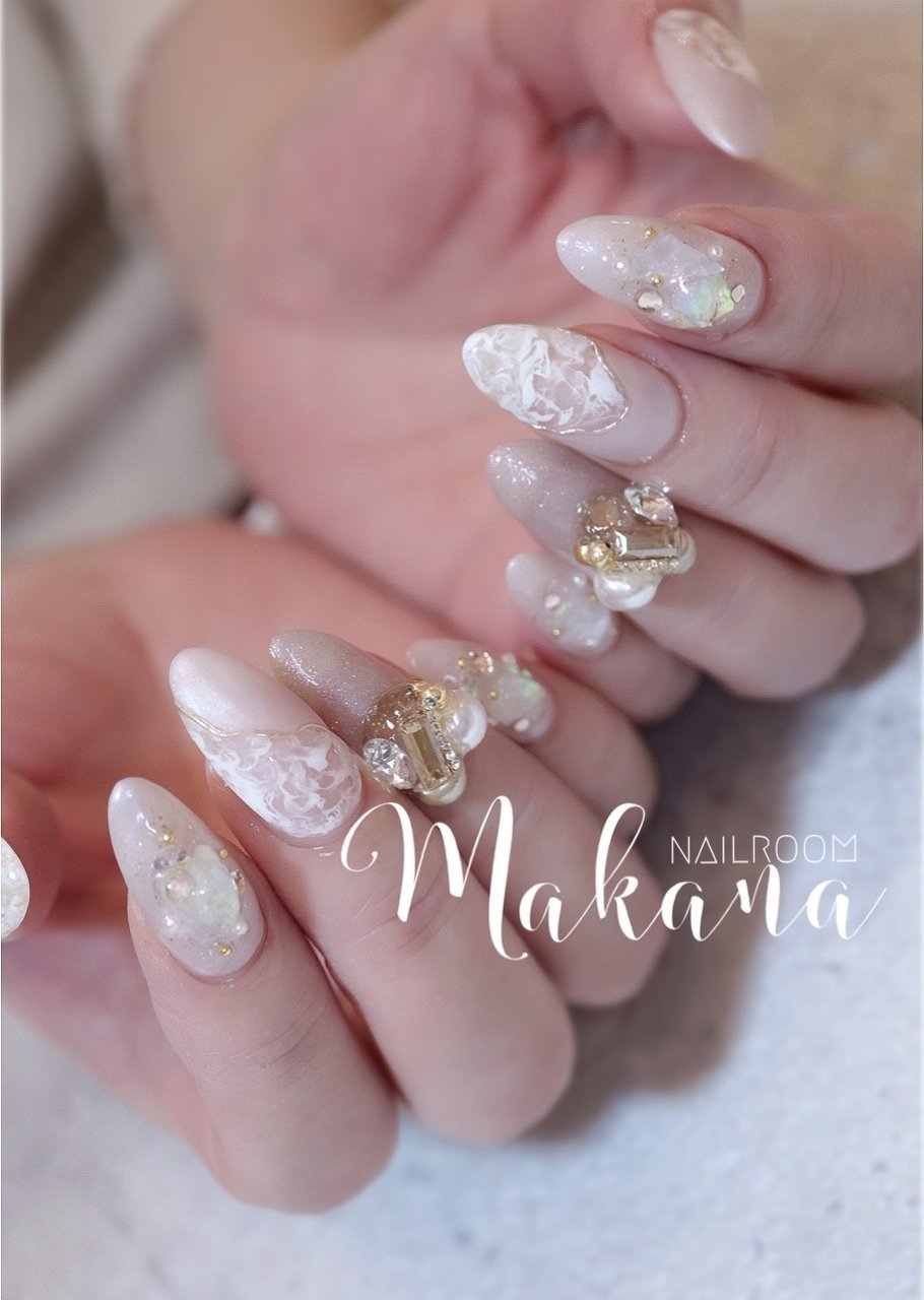 オールシーズン オフィス ブライダル デート ビジュー 青葉台ネイルサロン ネイルルームマカナnailroommakana のネイル デザイン No ネイルブック