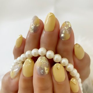 ニュアンス イエロー グレーのネイルデザイン ネイルブック