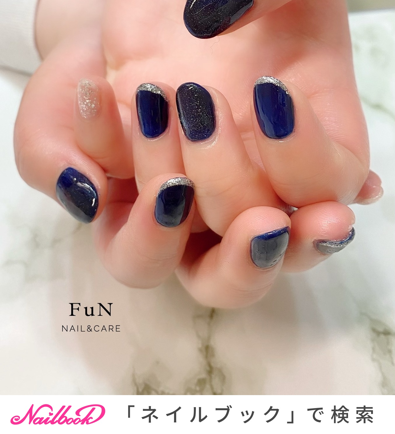 オールシーズン/ハンド/ラメ/マグネット/ネイビー - FuN NAIL&CAREのネイルデザイン[No.7115247]｜ネイルブック