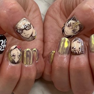 ハイキュー🏐 
#痛ネイル#キャラクターネイル#ハイキュー#ハイキューネイル#ショートネイル#ミラーネイル#月島蛍#西谷夕#及川徹#孤爪研磨#paint#anime#haikyu#itanail#横須賀ネイルサロン#横須賀ネイルサロンbraveryrose #オールシーズン #スポーツ #パーティー #女子会 #ハンド #ワンカラー #痛ネイル #ミラー #ショート #ベージュ #ブラック #カラフル #ジェルネイル #お客様 #Bravery Rose🌹　ブレイブリーローズ #ネイルブック