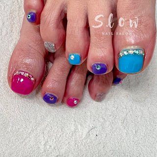 ピンク ブルーのネイルデザイン ネイルブック