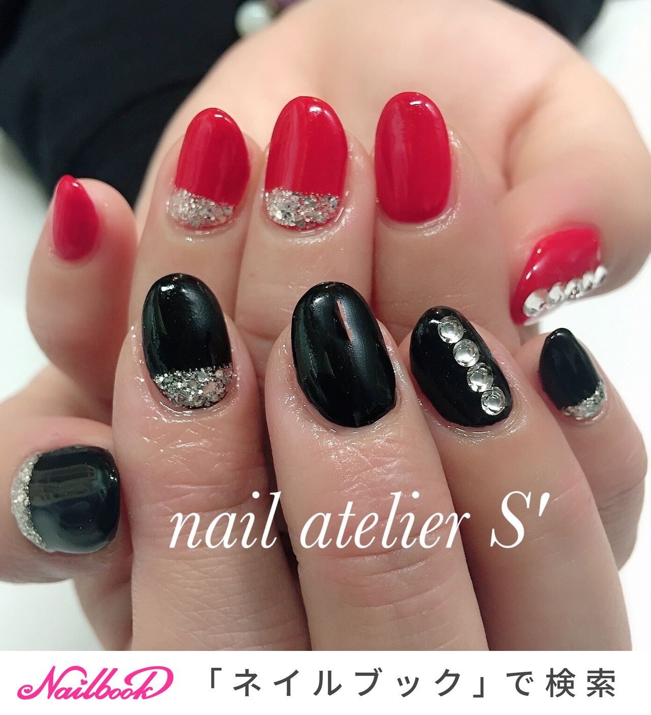 レッド 赤 黒のネイルデザイン ネイルブック