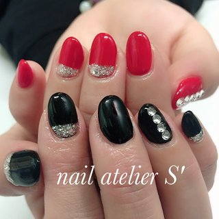 ラメ 黒のネイルデザイン ネイルブック