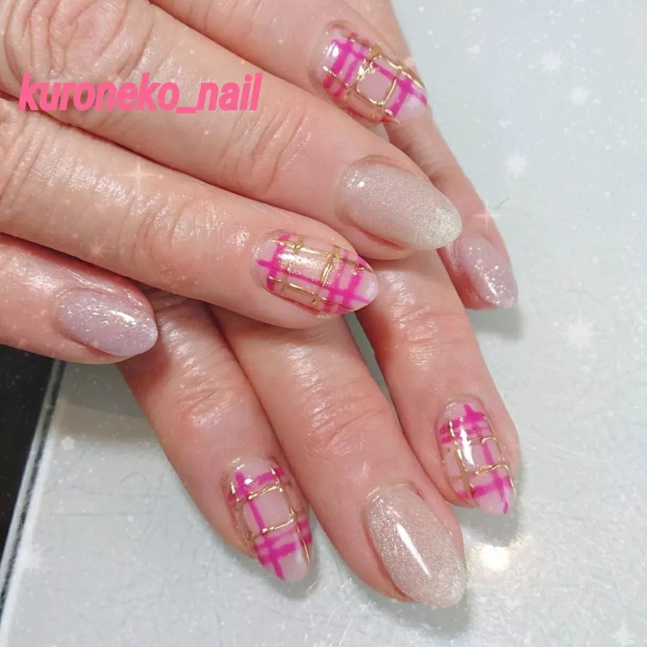 ハンド チェック Kuroneko Nailのネイルデザイン No ネイルブック