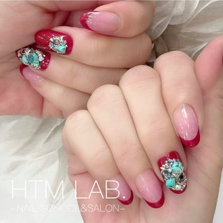 レッド ターコイズのネイルデザイン ネイルブック