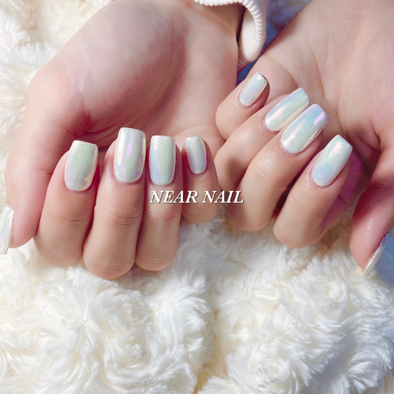 オールシーズン ハンド オーロラ ホワイト ジェルネイル Near Nailのネイルデザイン No ネイルブック