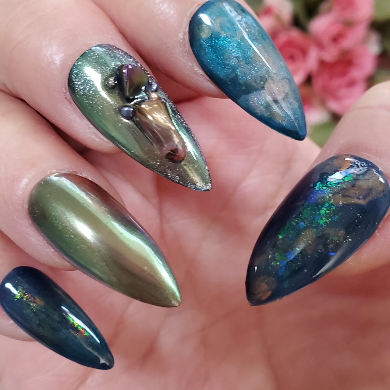 秋 冬 ハンド ラメ シェル はらのネイルデザイン No ネイルブック