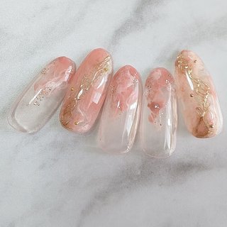 フレンチ マーブルのネイルデザイン ネイルブック