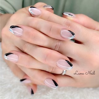 人気順 ブラック 黒 ガラスフレンチのネイルデザイン ネイルブック