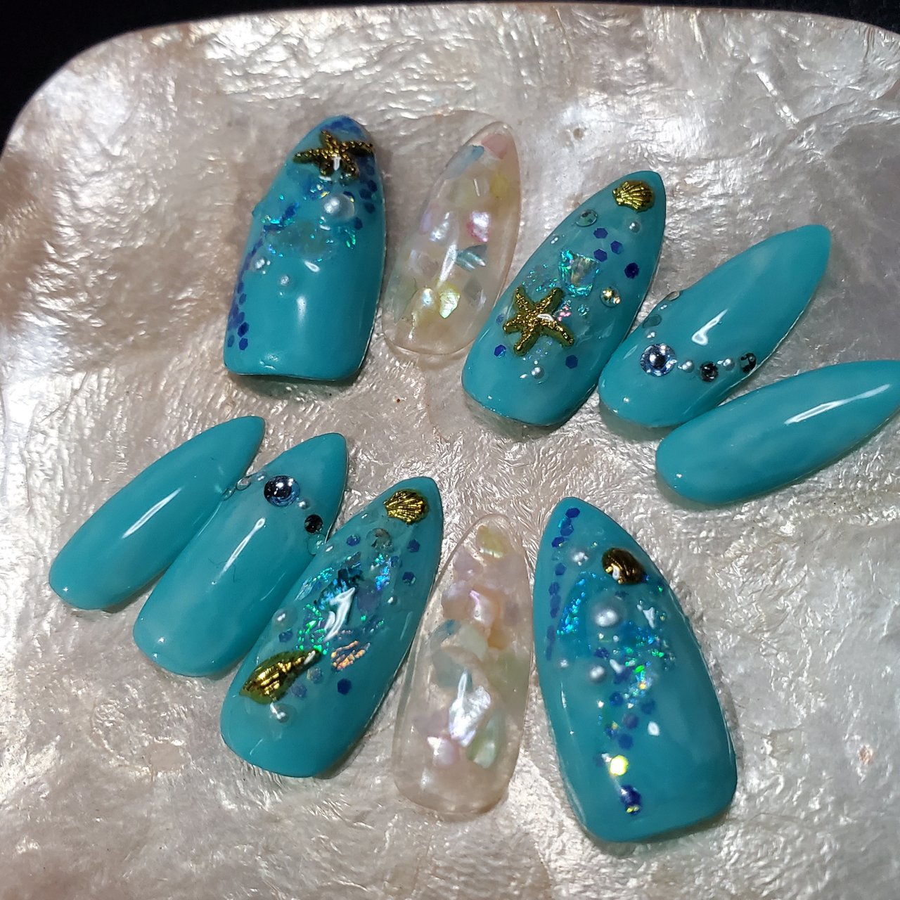 夏 海 リゾート ハンド シェル はらのネイルデザイン No ネイルブック