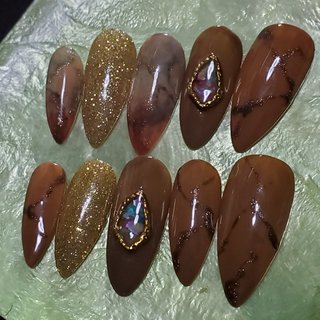 大理石 茶色のネイルデザイン ネイルブック