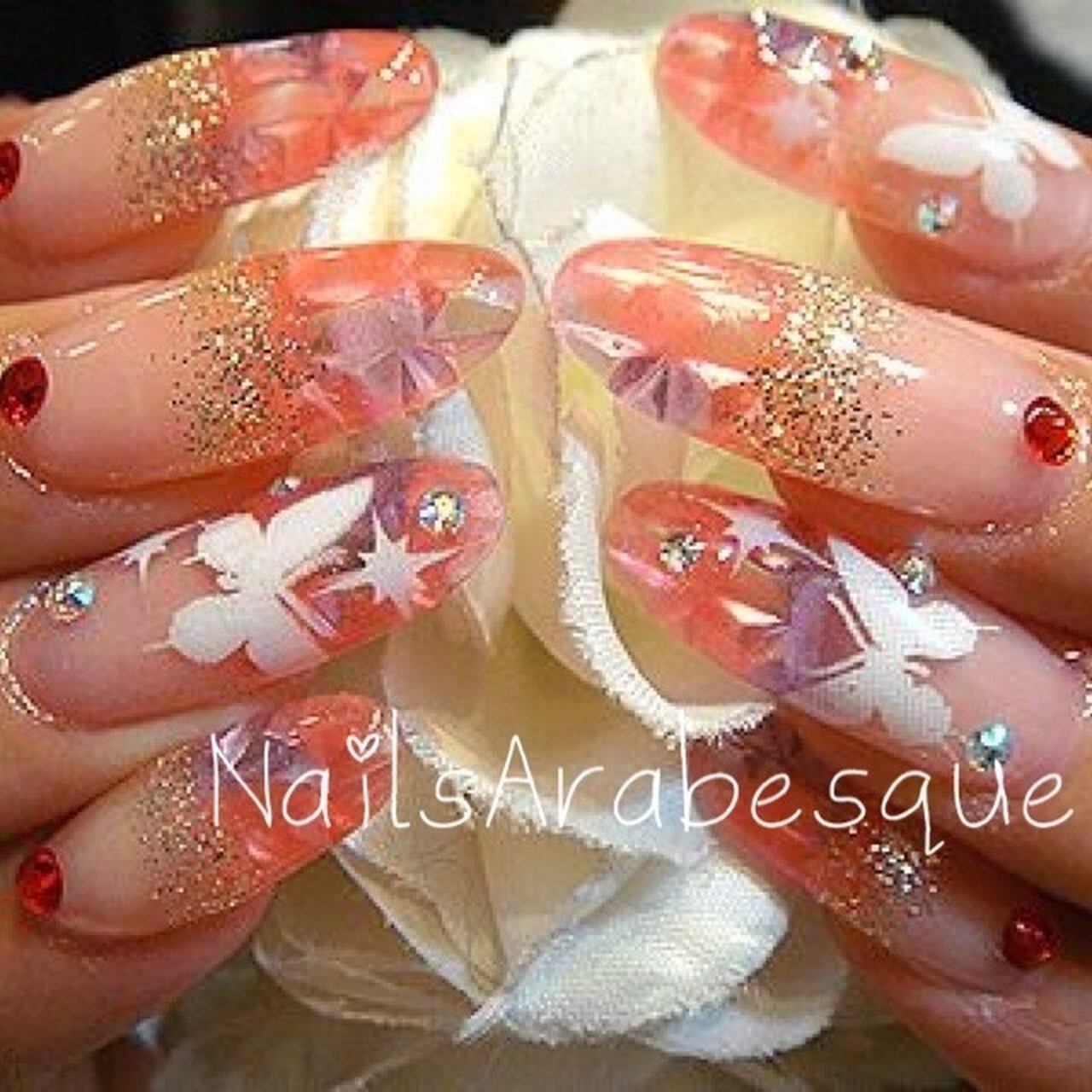 夏 ハンド エスニック オレンジ ジェルネイル Michiko Sugawaraのネイルデザイン No 4054 ネイルブック