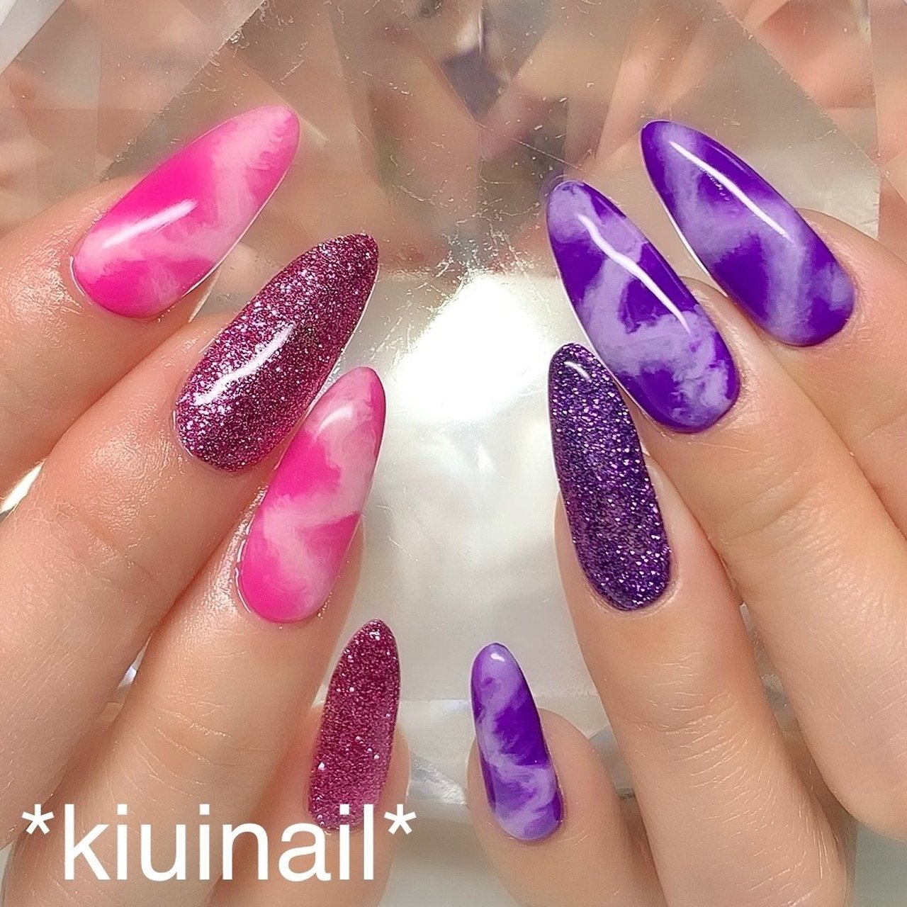 オールシーズン ハンド ラメ タイダイ ロング Kiuinailのネイルデザイン No ネイルブック