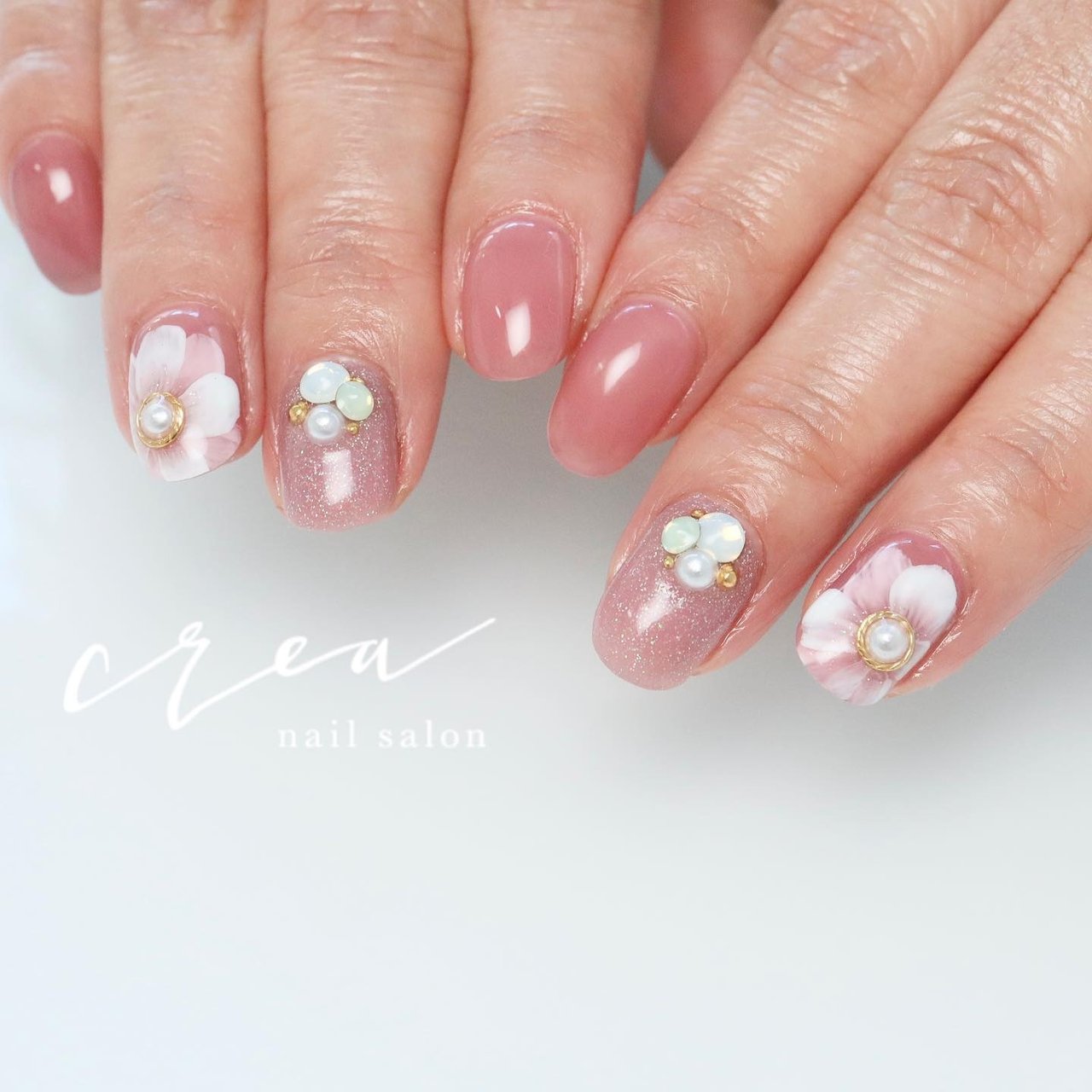 春 オールシーズン オフィス ブライダル ハンド Nailsalon Crea 小川ちえのネイルデザイン No ネイルブック