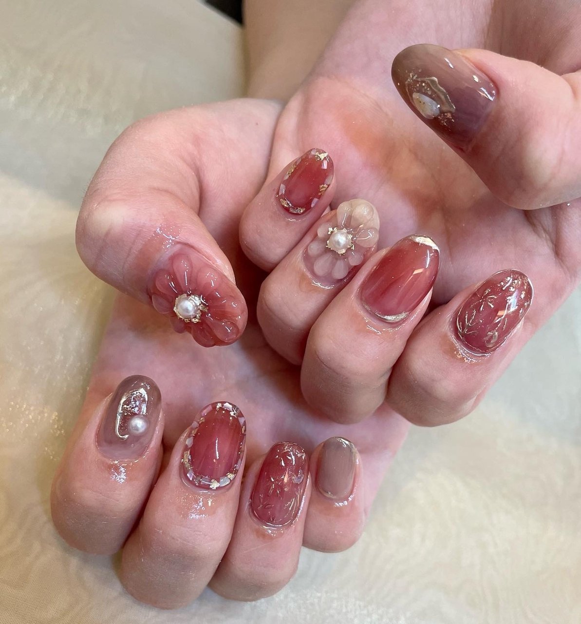 春 オールシーズン ピンク レッド ボルドー Puna Nailのネイルデザイン No ネイルブック