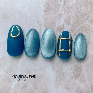 青緑のネイルデザイン ネイルブック