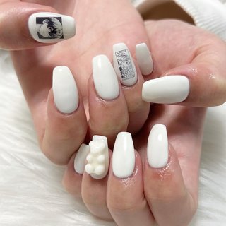 白ネイルのネイルデザイン ネイルブック