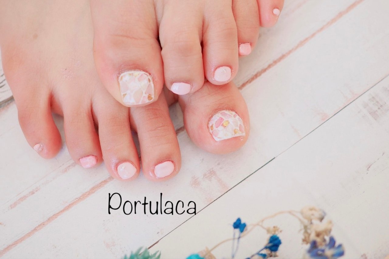 春 夏 デート シェル ピンク 愛能知加子 Portulaca のネイルデザイン No ネイルブック