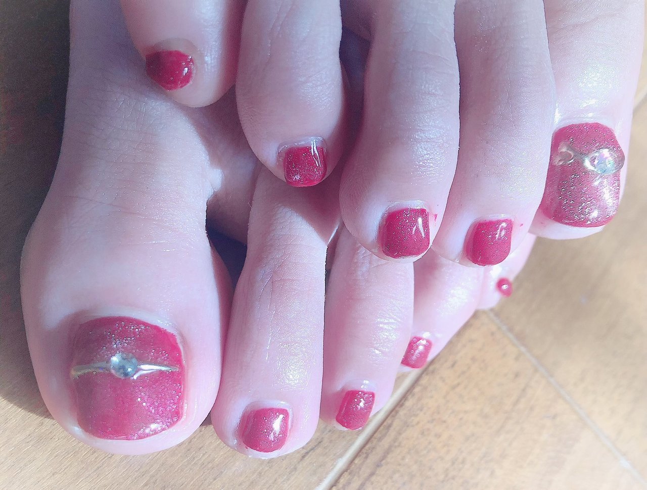 オールシーズン フット シンプル ミラー レッド Ricoのネイルデザイン No ネイルブック