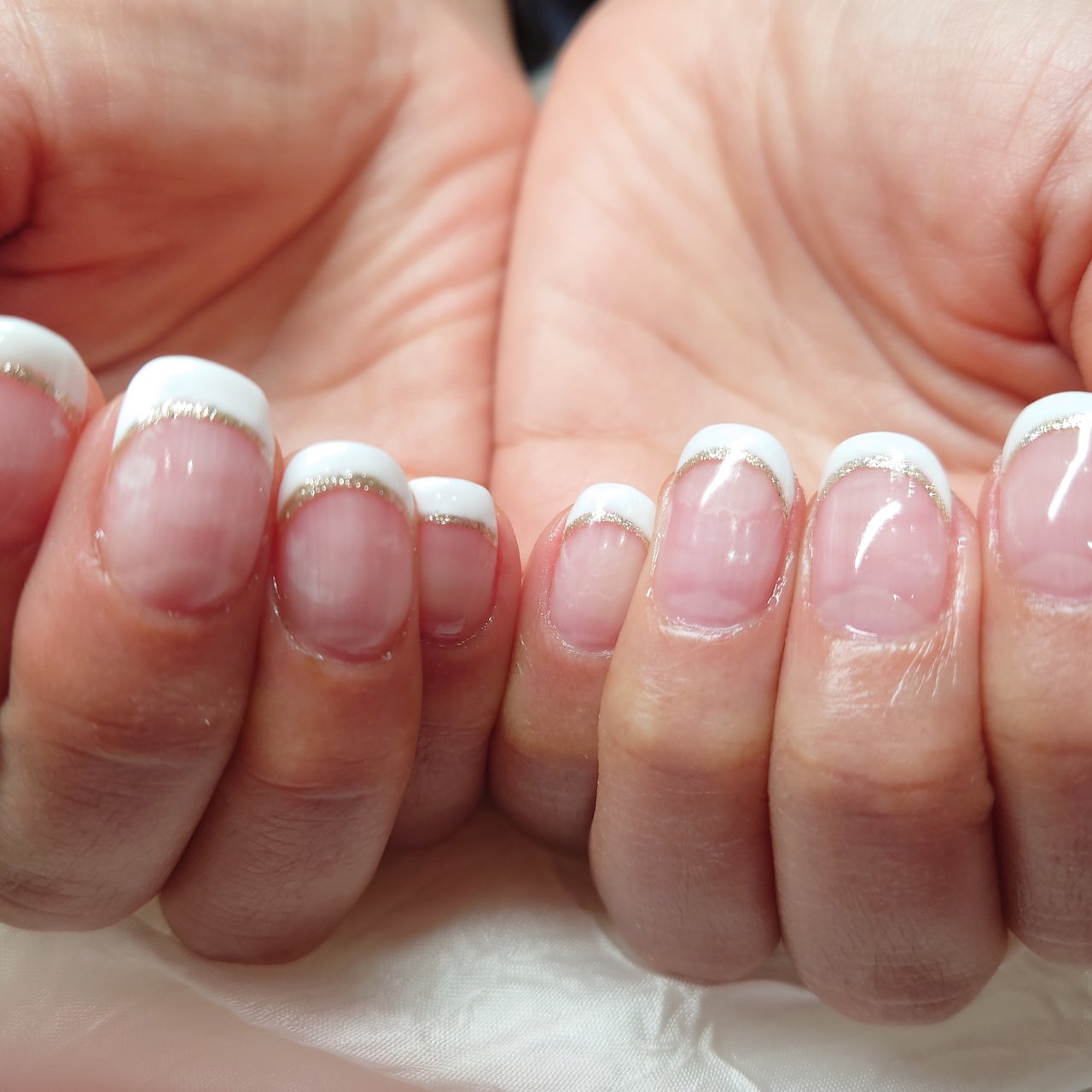 オールシーズン ハンド シンプル フレンチ ショート Nail Space Asmyのネイルデザイン No ネイルブック