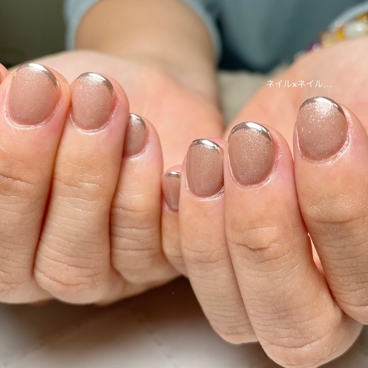 オールシーズン シンプル フレンチ ミラー ベージュ Yukinaのネイルデザイン No ネイルブック