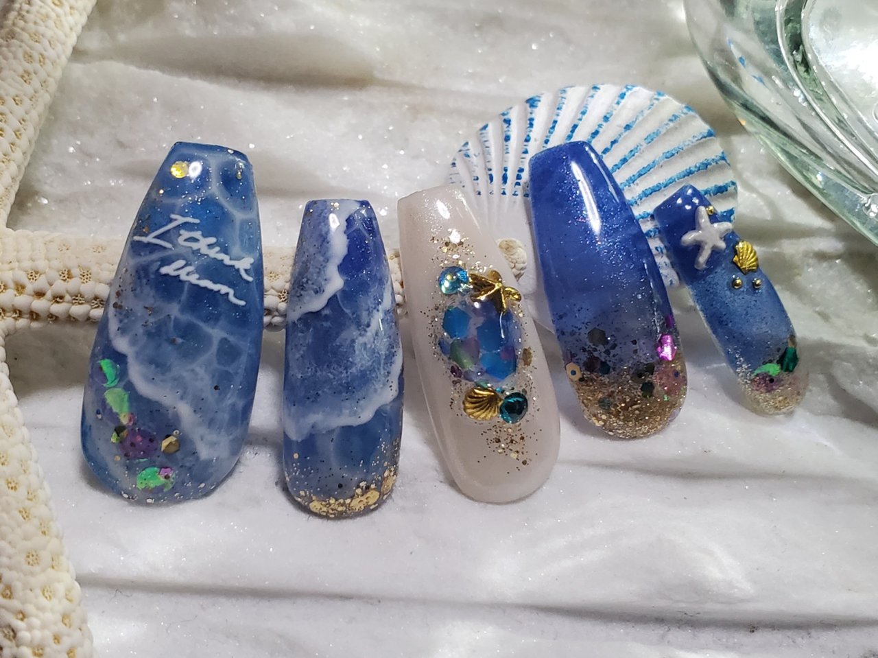 夏 海 リゾート ハンド ラメ はらのネイルデザイン No ネイルブック