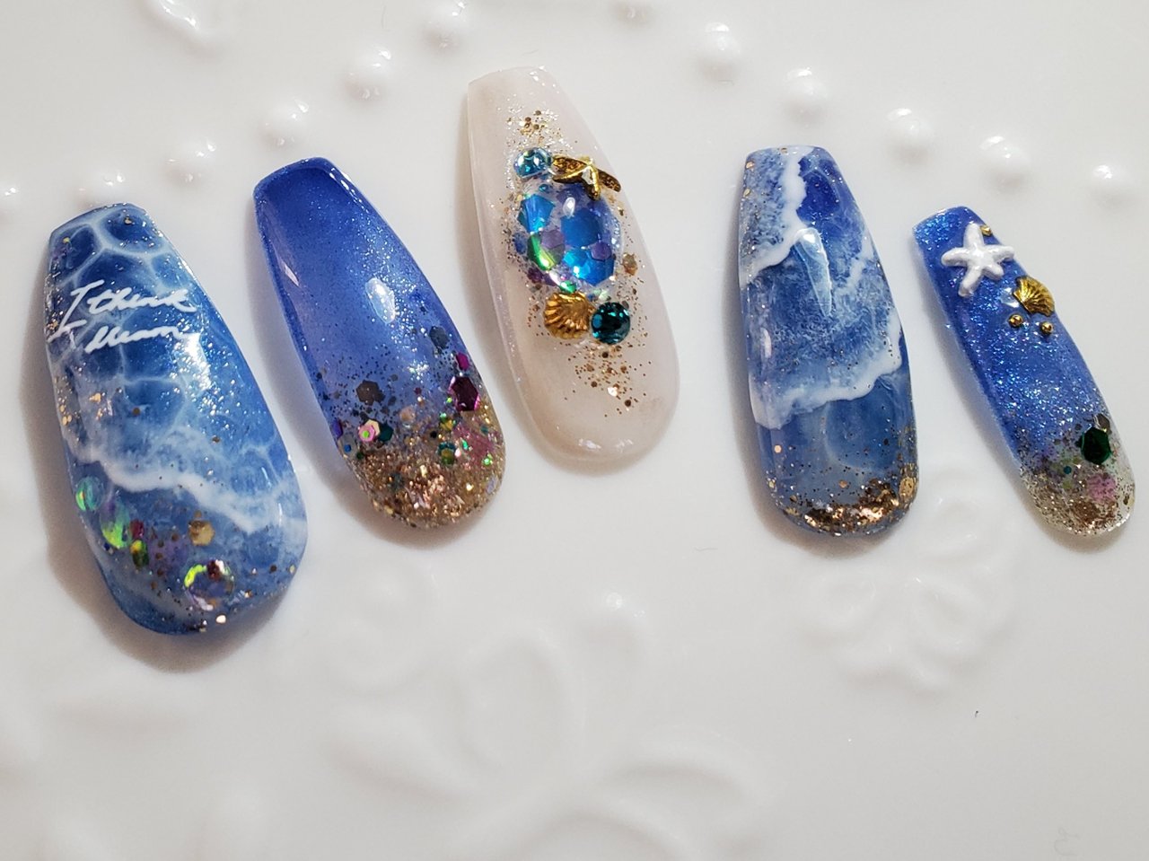 夏 海 リゾート ハンド ラメ はらのネイルデザイン No ネイルブック