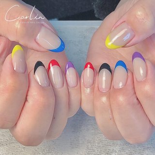 おすすめ順 フレンチネイル フレンチ 推しカラーネイルのネイルデザイン ネイルブック