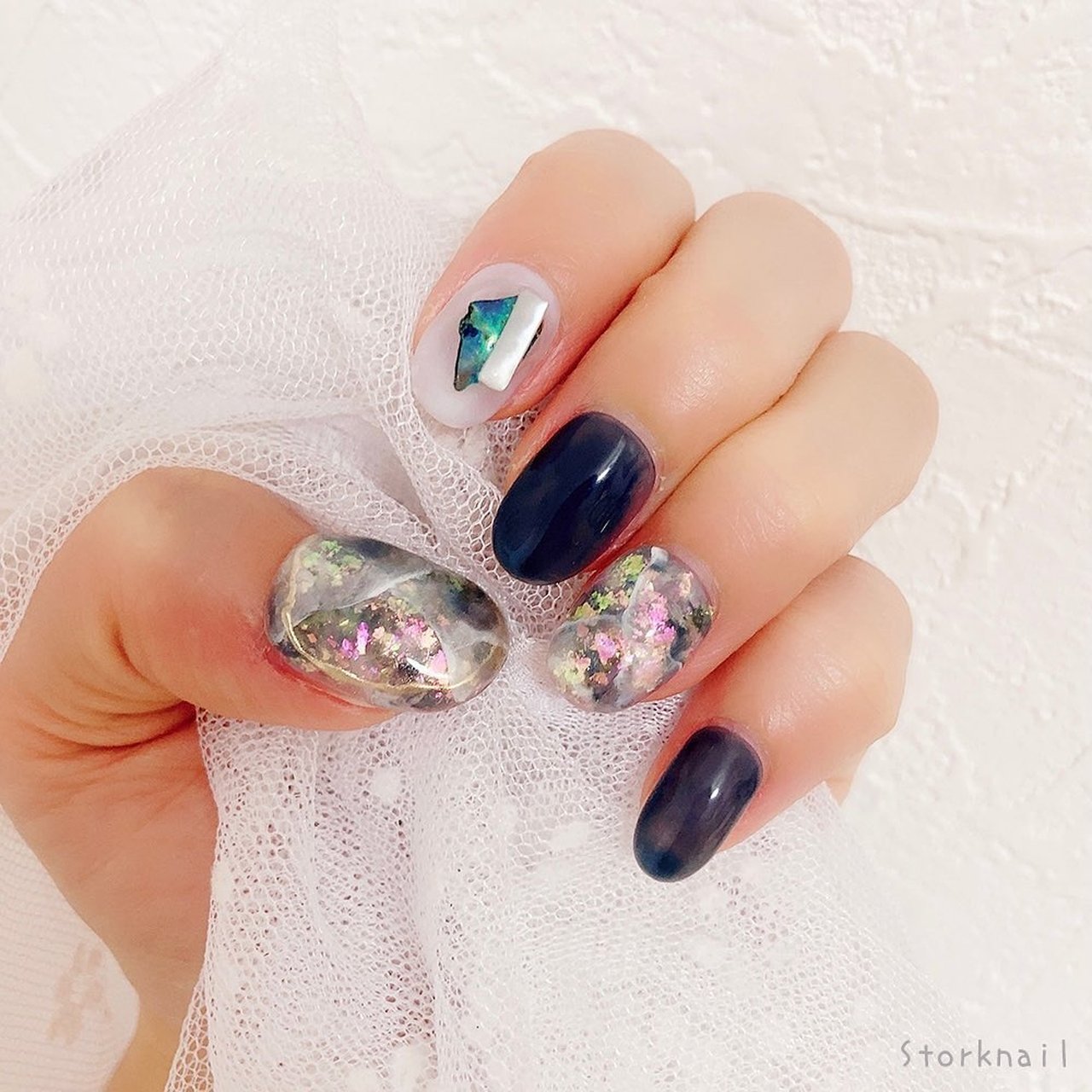 オールシーズン ハンド タイダイ 大理石 ニュアンス ネイルチップ販売 Storknailのネイルデザイン No ネイルブック