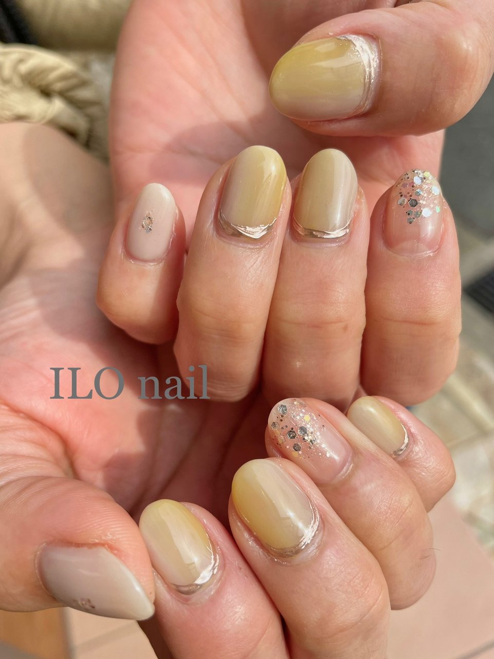 春 ハンド ベージュ イエロー ジェルネイル Ilo Nailのネイルデザイン No ネイルブック