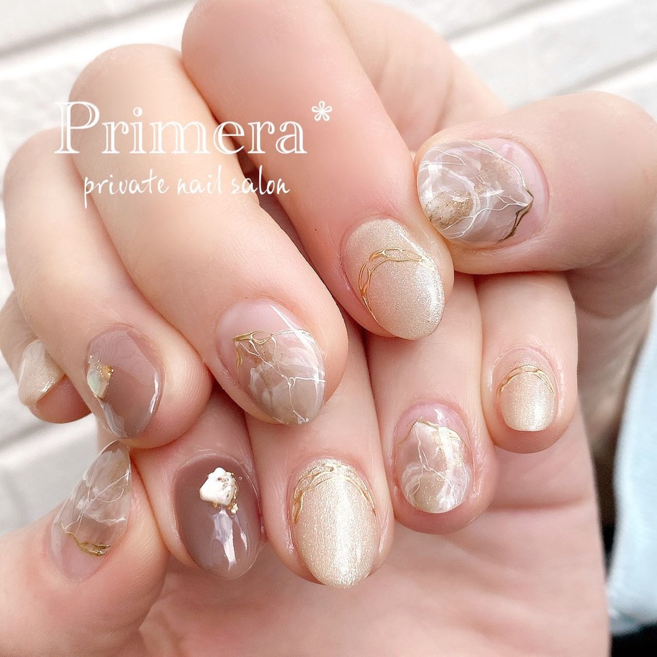 春 オールシーズン オフィス ブライダル 大理石 Nail Primeraのネイルデザイン No ネイルブック