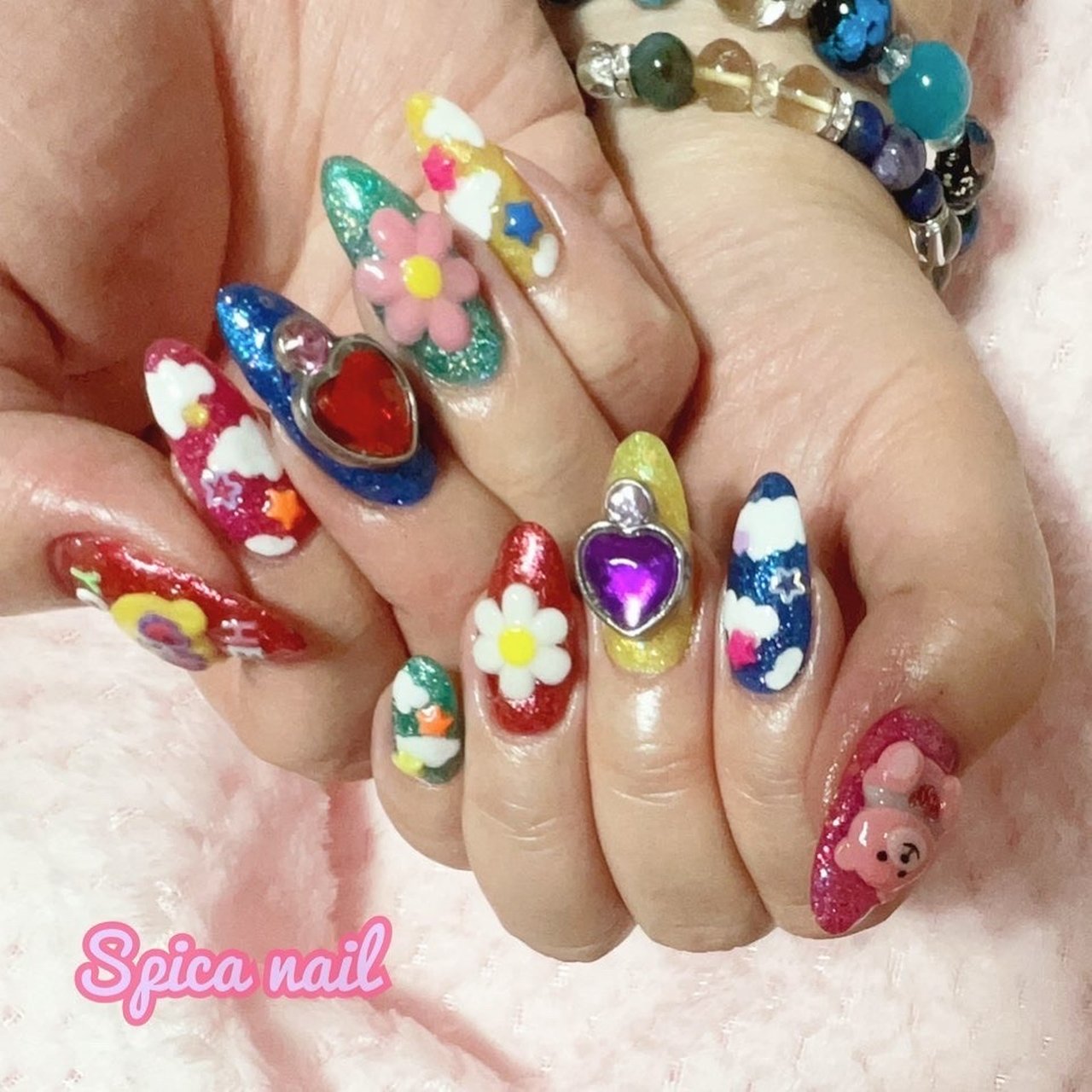 ハンド フラワー 3d デコ ロング Spica Nailのネイルデザイン No ネイルブック