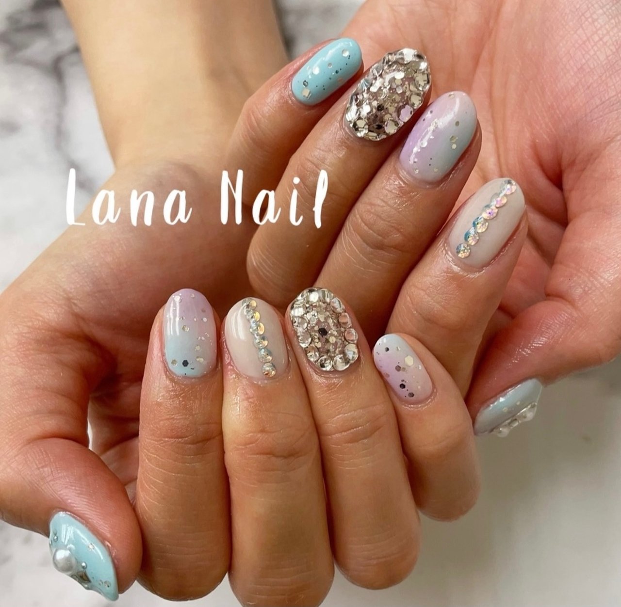 ピンク 水色 シルバー お客様 Lana Nailのネイルデザイン No ネイルブック