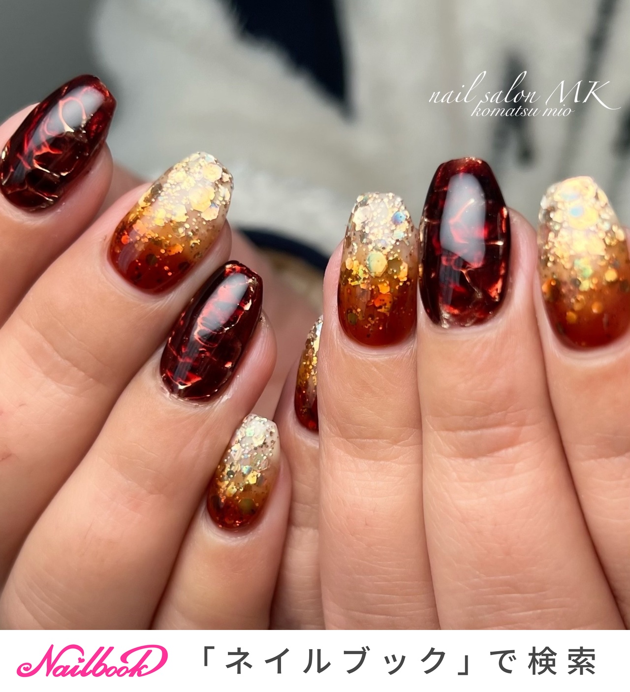 春/ハンド/グラデーション/ステンドグラス/ミディアム - nail salon MKのネイルデザイン[No.7140102]｜ネイルブック