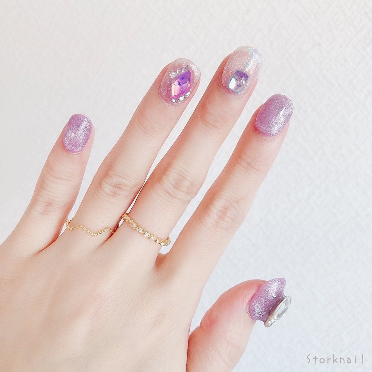 オールシーズン ハンド ハート マグネット ショート ネイルチップ販売 Storknailのネイルデザイン No ネイルブック