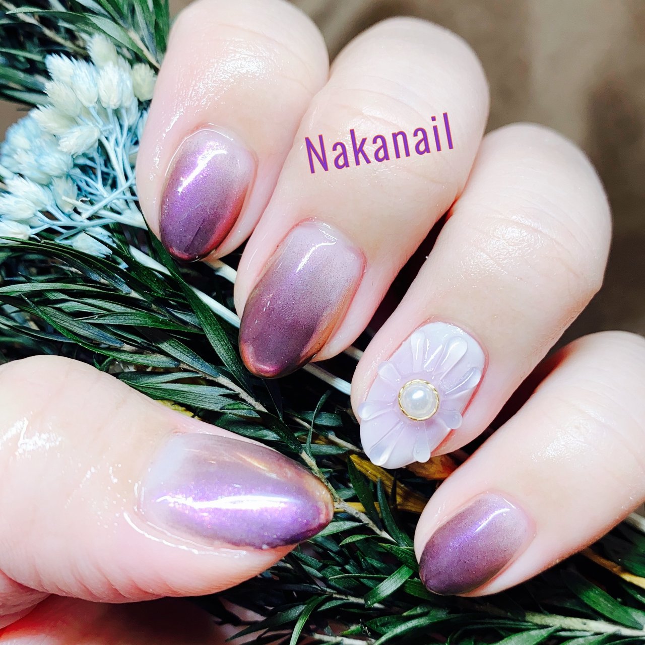 秋 ハンド グラデーション フラワー ミラー Nakanailのネイルデザイン No ネイルブック