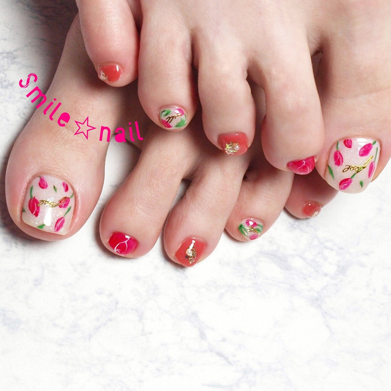 春 デート 女子会 フット ラメ Smile Nailのネイルデザイン No ネイルブック