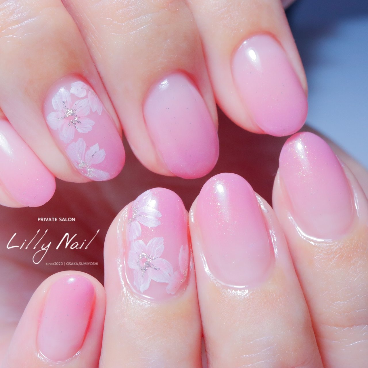 春 入学式 オフィス デート シンプル 大阪市住吉区 お花ネイル ネイルサロンlillynail リリーネイル にしもりさきのネイル デザイン No ネイルブック