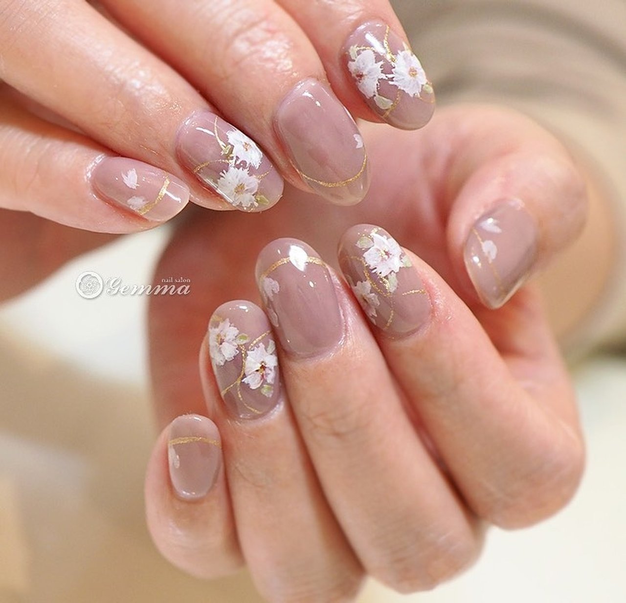 春 ハンド フラワー ホワイト ピンク Gemmaのネイルデザイン No ネイルブック
