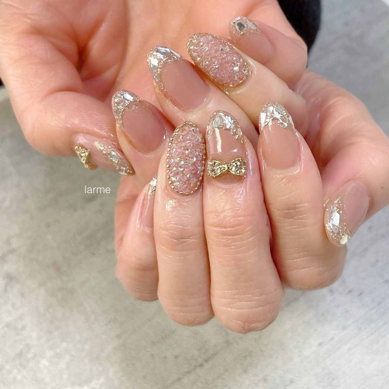 ハンド ベージュ シルバー Nailroomlarmeのネイルデザイン No ネイルブック