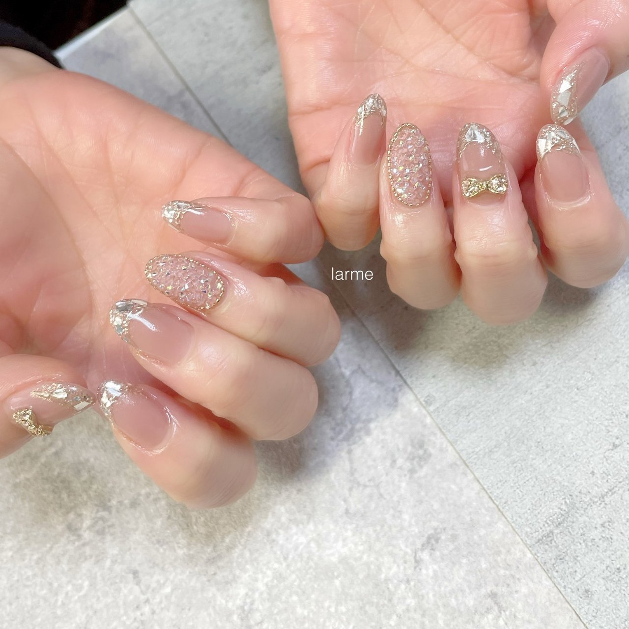 ハンド ベージュ シルバー Nailroomlarmeのネイルデザイン No ネイルブック