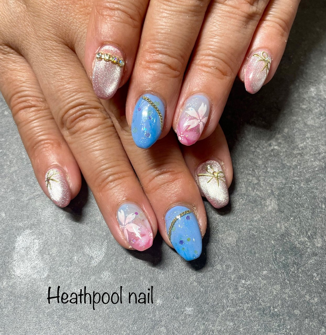 ハンド フラワー チェーン マグネット リボン Heathpoolnailのネイルデザイン No ネイルブック