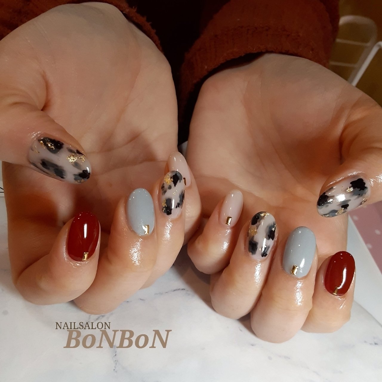 冬 パーティー 女子会 ハンド ワンカラー Nailsalon Bonbonのネイルデザイン No ネイルブック