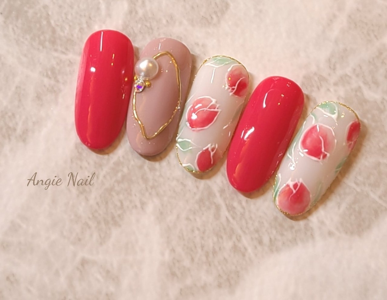 春 入学式 オフィス ハンド フラワー Angienailのネイルデザイン No ネイルブック